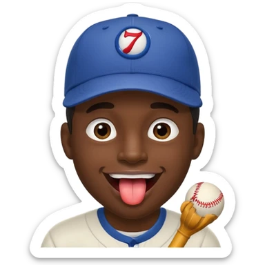 Negro con gorra de béisbol sacando la lengua sticker