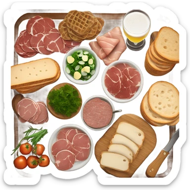 sandwich charcuterie with a beer sticker