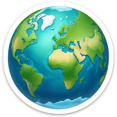 Earth globe with green continents forming a stylized artistic number 812, blue oceans, iOS emoji style, similar to previous design sticker