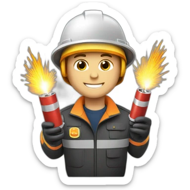 Pyrotechnician with ignition control and fireworks sticker