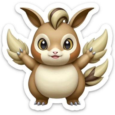 Cool epic legendary big chubby fluffy elegant cute handsome realistic Meloetta-Inteleon-Gabite-Palkia-Pokémon-Fakémon-fusion-hybrid-creature sticker