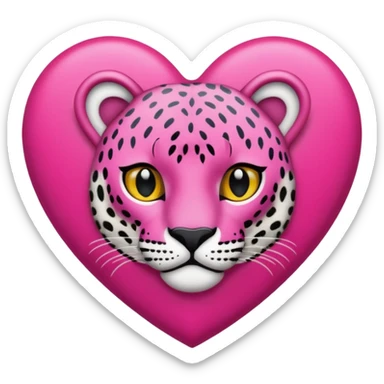 corazón simple color rosa fucsia con manchas de leopardo sticker