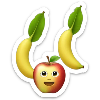 2 apples and a banana sticker