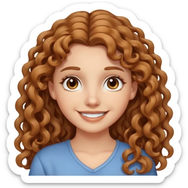 aesthetic white girl with light brown long curly hair and brown eyes sticker