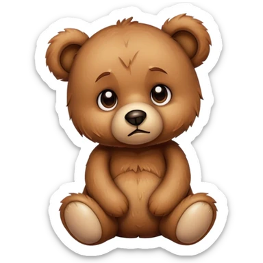 Sad teary eyed teddy bear sitting sticker