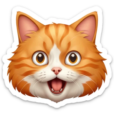 a surprising cat, shouting 'WTF' sticker