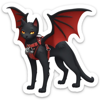 cool edgy black punk red ethereal fantasy nargacuga-bat-cat-Fakemon collar harness full body sticker