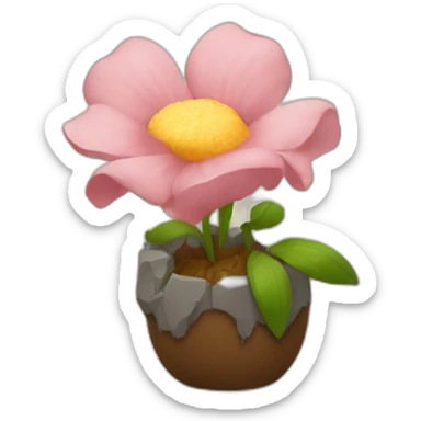 A flower being crushed by a dwarf sticker