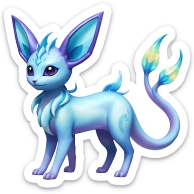 Shiny Nebulae Espeon-Lumineon-Vaporeon-Amaura-Glaceon-Dragonair-Fakémon-hybrid-creature (full body)  sticker