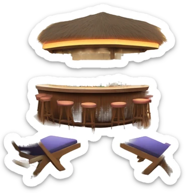 VIP cocktail bar near a beach at suset sticker