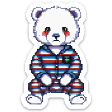 bear in striped pajamas sitting sticker