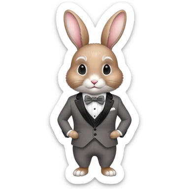 elegant rabbit wearing a formal suit and bow tie sticker