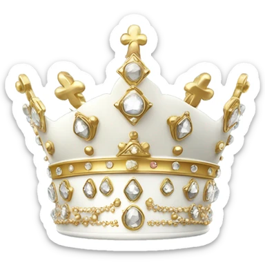 Fancy white crown with gold jewels isolated sticker