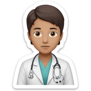 androgynous medium tone skin physician sticker