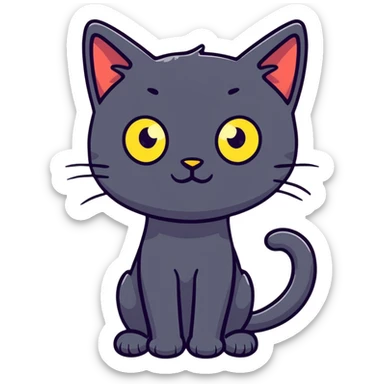 skinny black cat with yellow eyes sticker