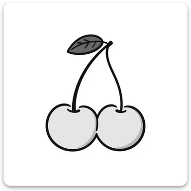 Hand-drawn pair of cherries with stem and leaves sticker