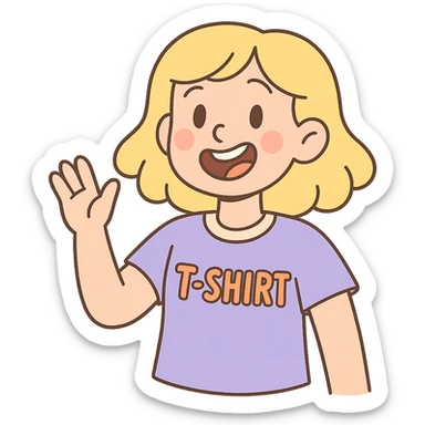 pastel toon style blonde girl wearing a t-shirt sticker
