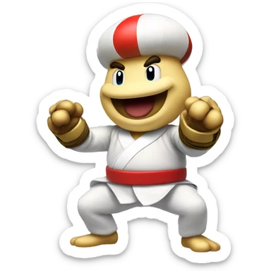 super mario brother`s TOAD playing taekwondo sticker