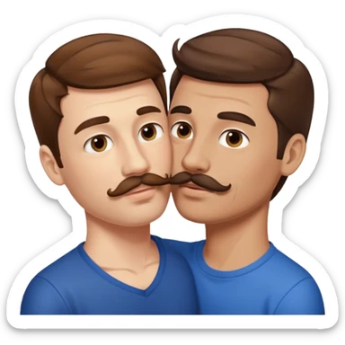 Kissing bf and brwon your hir andA man with a mustache sticker