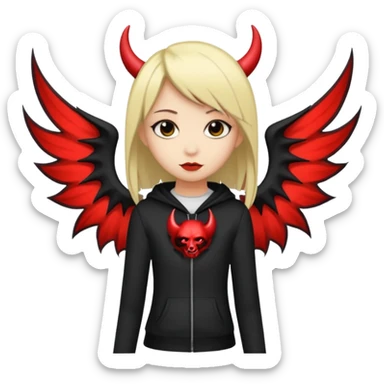 A black and blonde haired girl with a devils wing and tail and she's emo sticker
