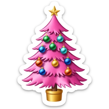 Pink Christmas tree sticker