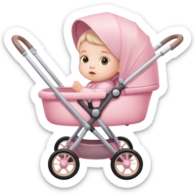 cute baby sitting in a pink gradient and beige stroller sticker