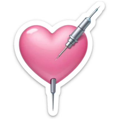 A pierced pink heart by a medical needle emoji sticker