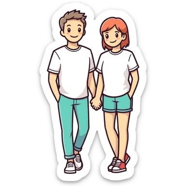 smiling couple in casual attire sticker