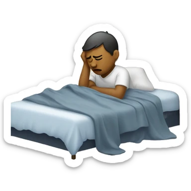 Tired person reluctantly getting out of bed  sticker