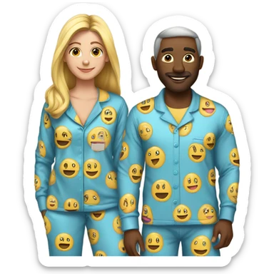 man and women matching pjs  sticker