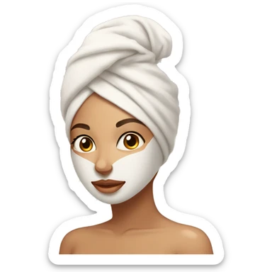 A Latina girl doing her skincare with a towel wrapped around her head and body really feminine  sticker