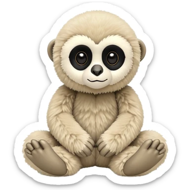 baby black lar gibbon jellycat stuffed animal plush, soft and cute, kawaii, tiny beady black eyes sticker