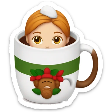 Ginger girl holiday mug of hot coco sticker
