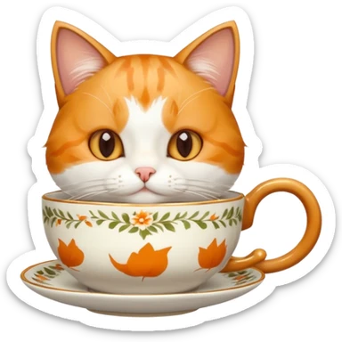 Çay içen kedi sticker