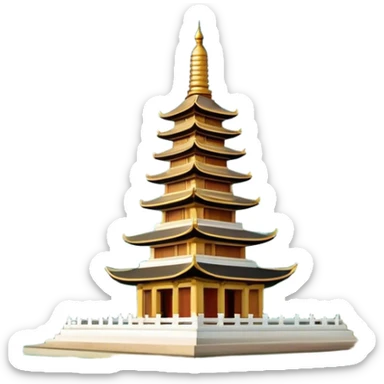 Cinematic Realistic Tran Quoc Pagoda Landmark Emoji, depicted with an ancient pagoda set on tranquil waters rendered with delicate textures and serene, reflective lighting. sticker