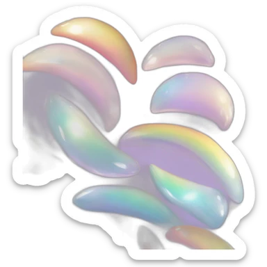 glossy Pastel whitish iridescent glass rainbow crystal crescent sticker