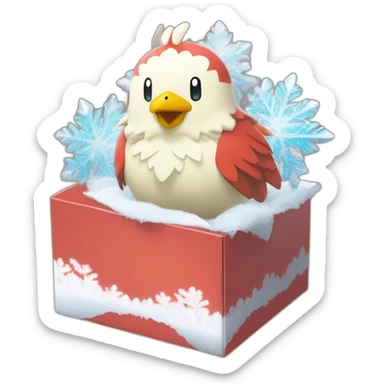 Pokemon Delibird Badge Winter Slowflake GiftBox sticker