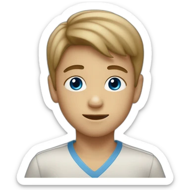 un niño con pelo liso y cafe claro con ojos azules sticker