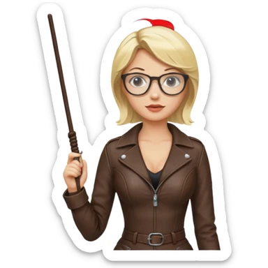  Sexy Dominatrix blonde hair and glasses full body with whip sticker