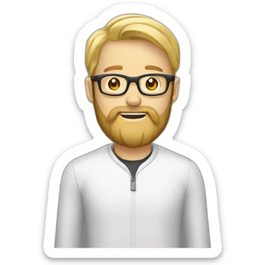 Blonde man with glasses and a three day beard on a rocket sticker