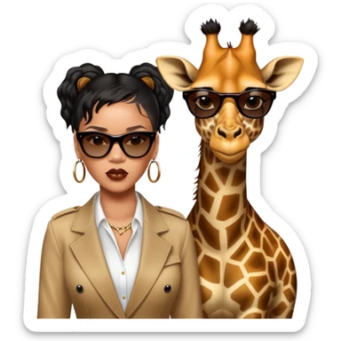 Mache mir ein Rihanna Emoji zusammen mit einer Giraffe der ein bodyguard spielt  sticker