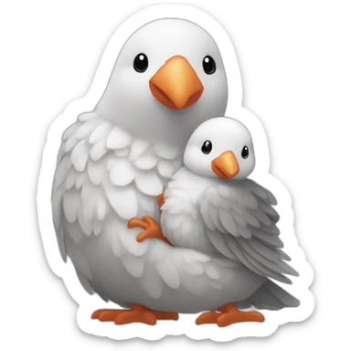 an infant hug a pigon sticker