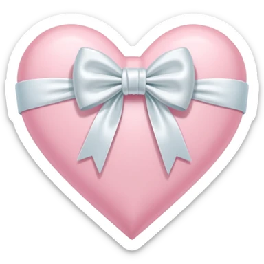 Pastel pink heart with white bow sticker