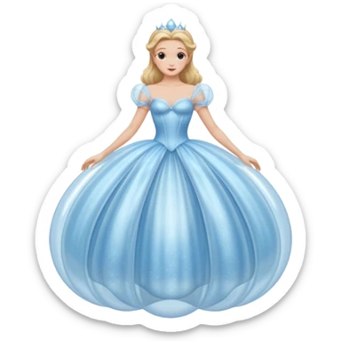 The bubble dress is typically a voluminous ball gown, designed to make Glinda look like she’s literally floating in a bubble. It features:  Pale blue or shimmering white-blue hues  sticker