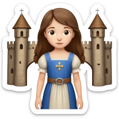 Petite fille villageoise brune à la peau blanche de 8 ans à l'époque du Moyen âge. sticker