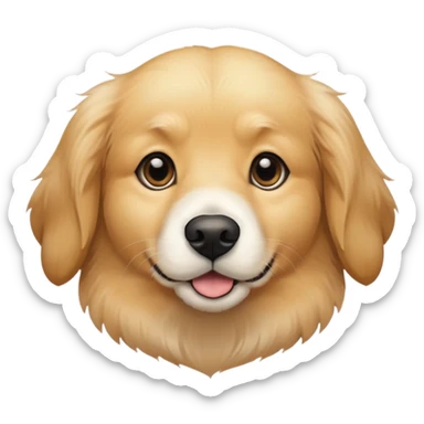 This is a big, dog like a golden retriever fur with a white and brown face who got way too close to the camera, has a black nose and big black eyes  sticker