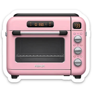 emoji-style Ninja Combi countertop oven, pastel pink appliance, rounded edges, soft highlights, simple shadows, modern kitchen gadget aesthetic, realistic, centered, white background sticker