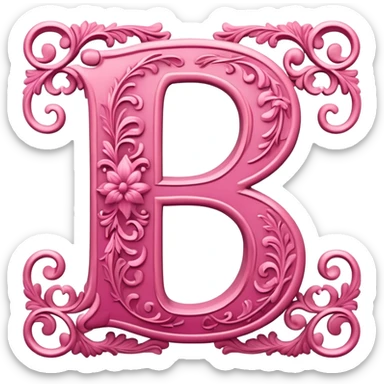 Pink, romantic, the letter “B” sticker