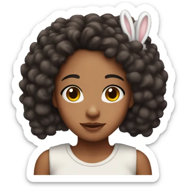 Mixed race girl with bunny ears. She has freckles sticker