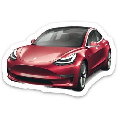 Tesla model 3 red from the front with door closed sticker